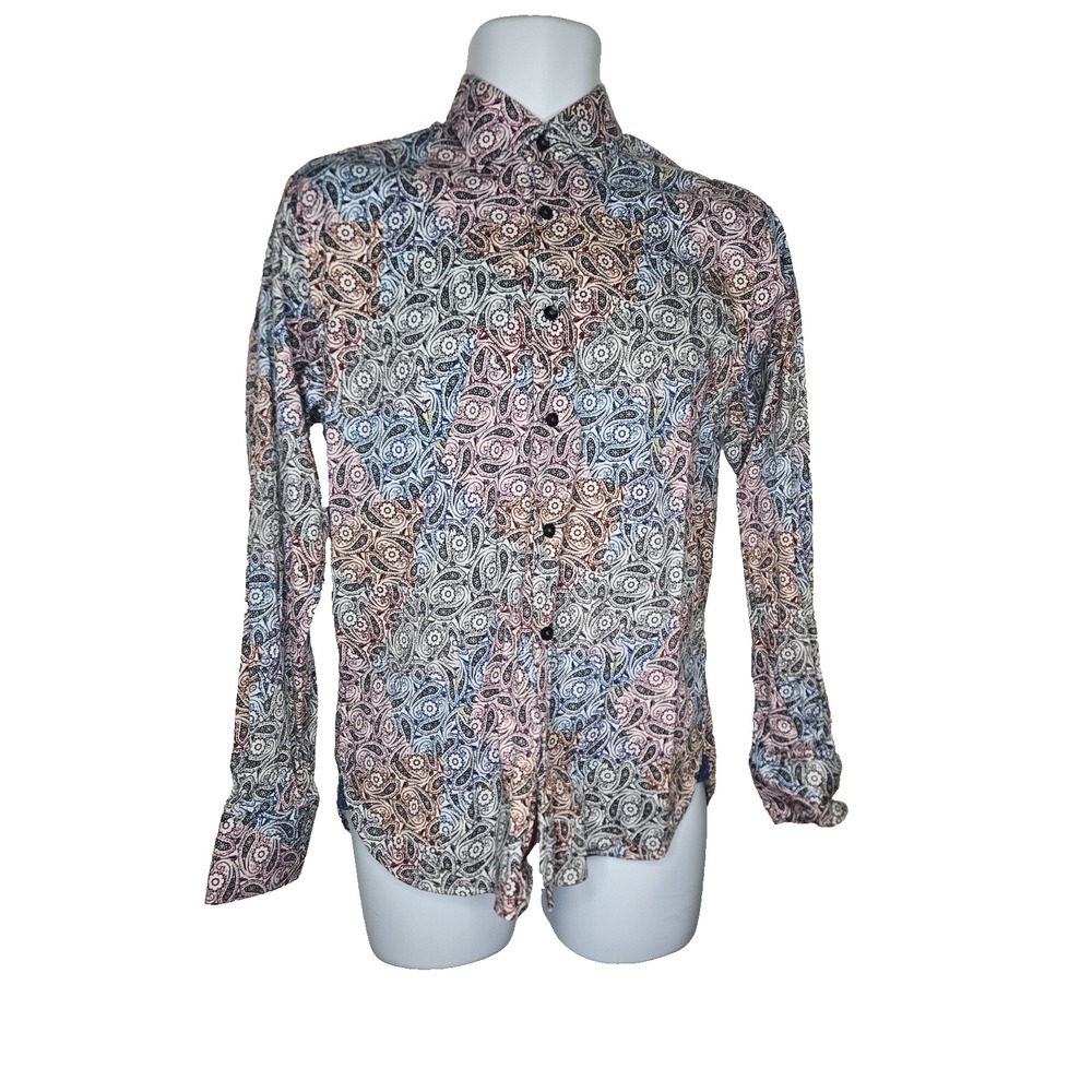 Visconti Black‎ Paisley Shirt M Multicolor Button Up Long Sleeve
